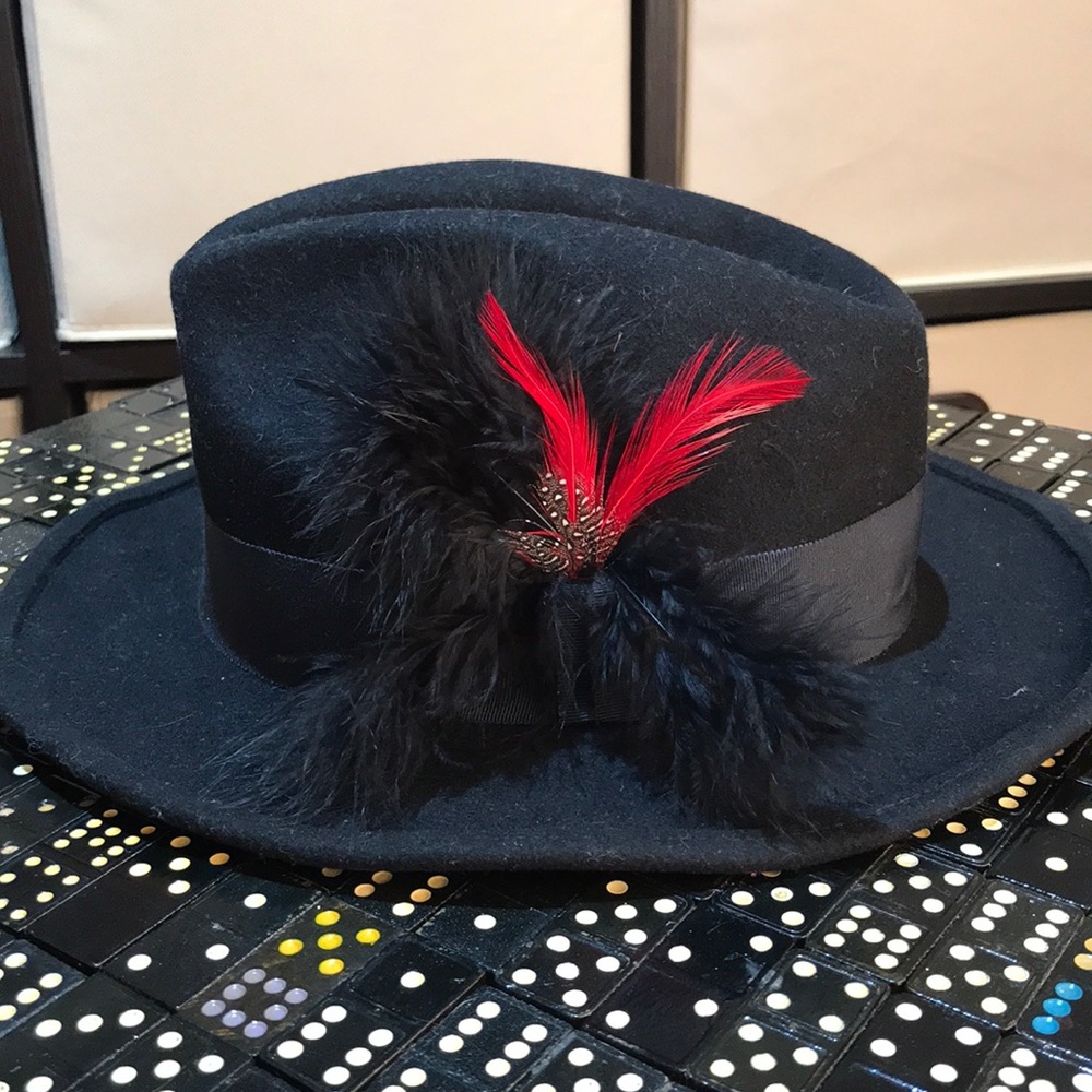 Vintage Miss Bierner Black Fedora 100% Wool Hat - Picture 2 of 6